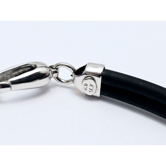 Unique 14K Solid White Gold Matte & Polished Finish Rubber Bracelet - 8" Length - Picture 14 of 16